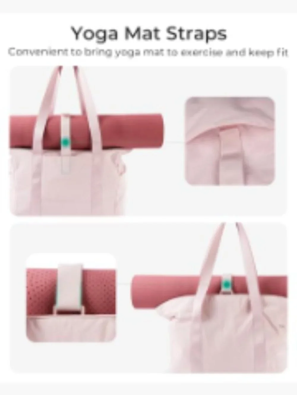 Large Lightweight Nylon Work Tote with Laptop Sleeve & Yoga Mat Strap